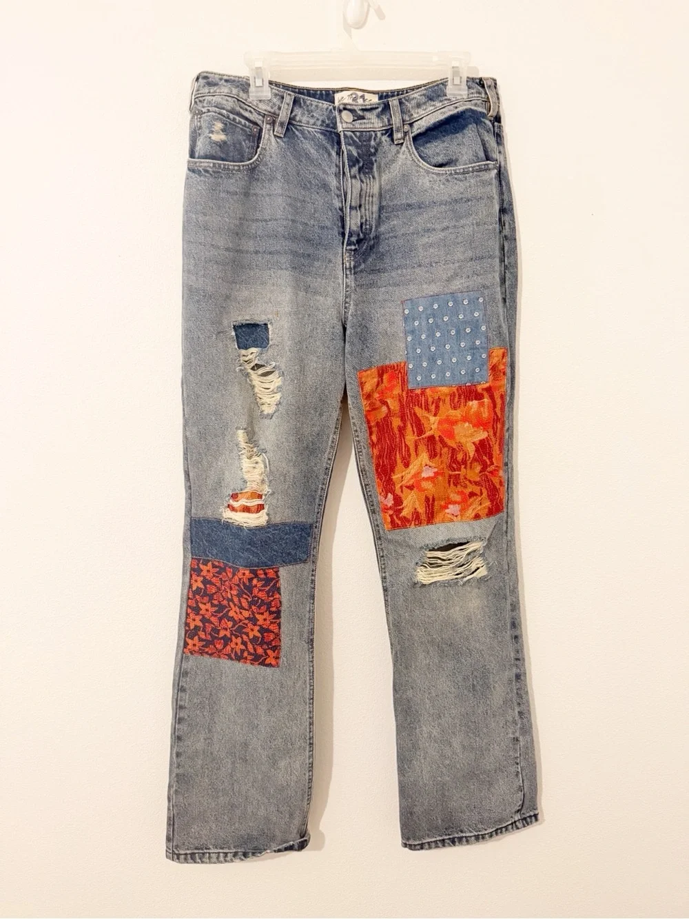 Free People Belladonna Patchwork Bootcut Jeans Size 31
